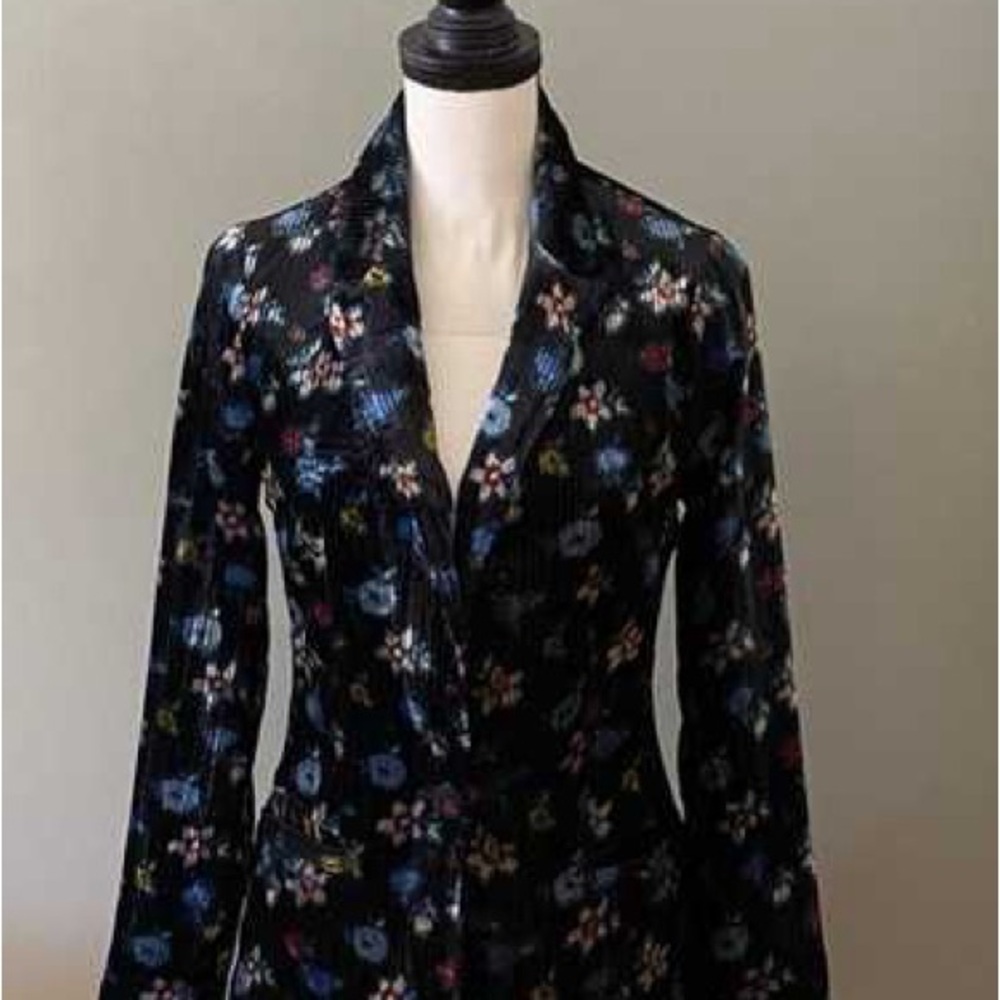 Anthropologie Ett:Twa Blooming floral velvet blazer Jacket